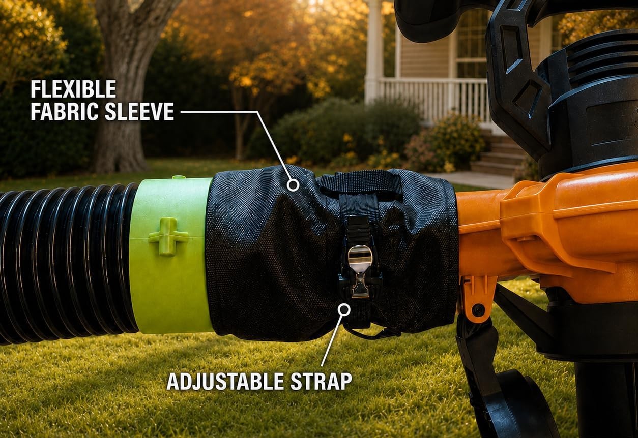 Raccord universel Leaf Vac fixé au souffleur-aspirateur